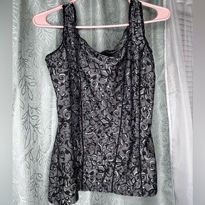 White House Black Market Elegant Black and Silver Top